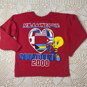 Vintage 1990s Looney Tunes Kids 6-7 Tweety Bird Millenium Count Down Sweatshirt